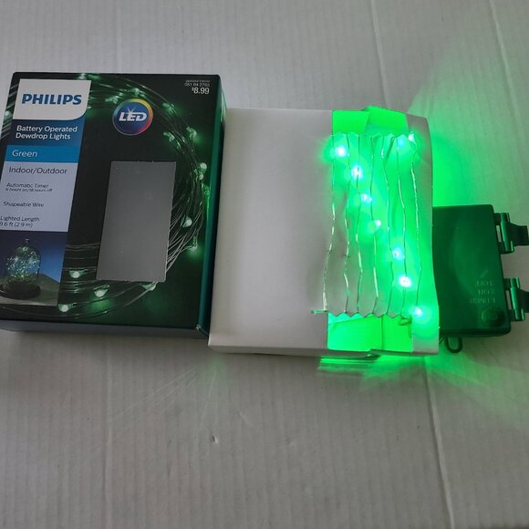 3 Philips Dewdrop LED 30 ct Wire Light 2 Green 1 Blue Battery Operated Timer NEW - Picture 4 of 15